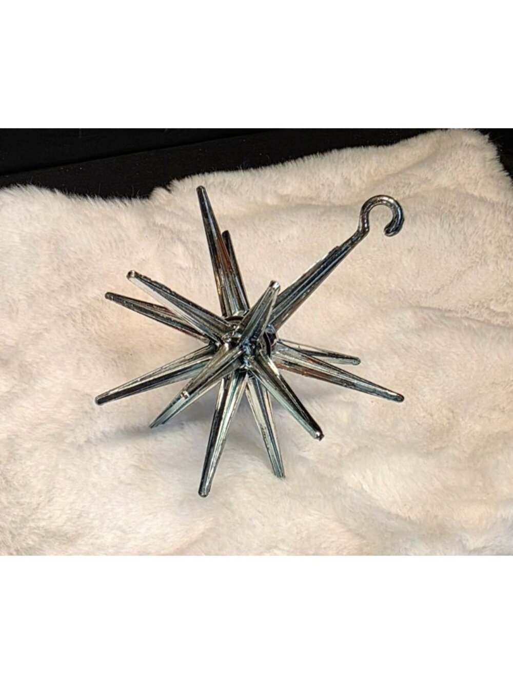 Vintage MCM Bradford Plastic Atomic Starburst Sputnik Christmas Ornament Blue